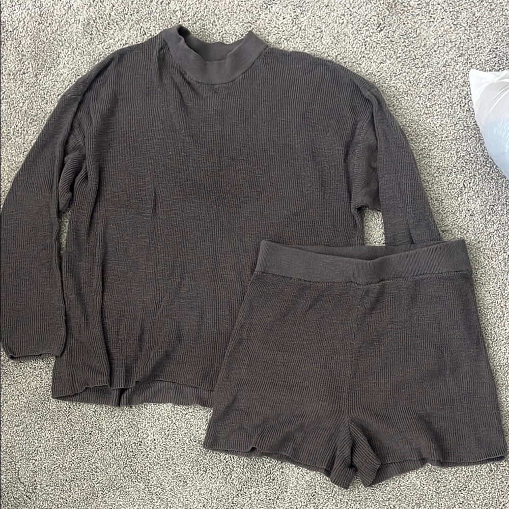Free People Charcoal Malibu solid surf set